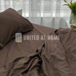Комплект постільної білизни UNITED AT HOME страйп сатин коричневий шоколад